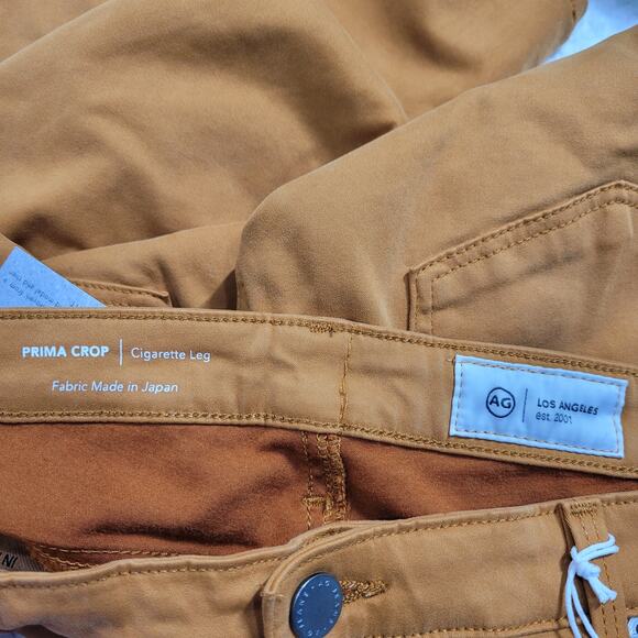 AG Jeans Prima Sateen Mid-Rise Crop Cigarette Pants Yellow Moro 32 - Picture 6 of 6